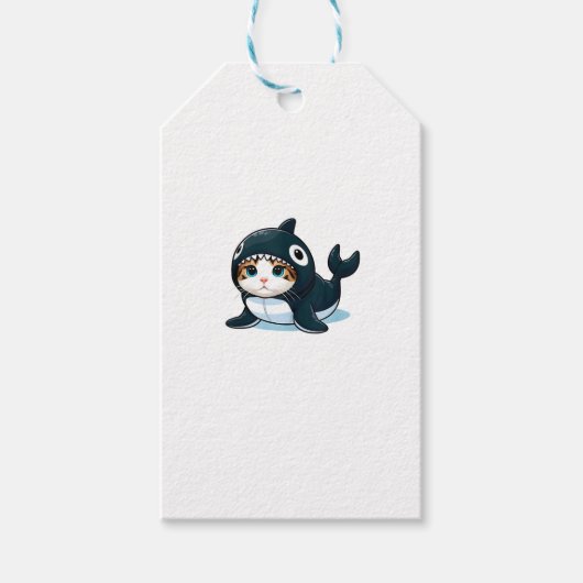 シャチのコスプレをした猫のタンクトップ ギフトタグ (正面)
