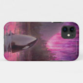 シャチのシャチおよびピンクかマゼンタのNorthern Lights Case-Mate iPhoneケース (裏面(横))