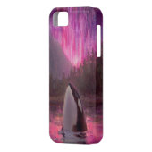 シャチのシャチおよびピンクかマゼンタのNorthern Lights Case-Mate iPhoneケース (裏面左)