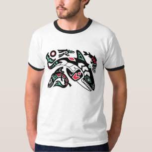 シャチのシャチの狩り- Haidaスタイルのグラフィック Tシャツ