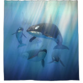 シャチのポッド シャワーカーテン (正面)