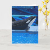 シャチの挨拶状の提起 カード (黄色い花)