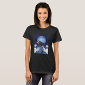 シャチの波紋 満月 海の動物 シャチ T Tシャツ (正面フル)