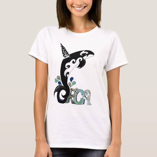 シャチの自由アート Tシャツ (正面)