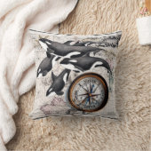 シャチの航海のなコンパス クッション (ブランケット)