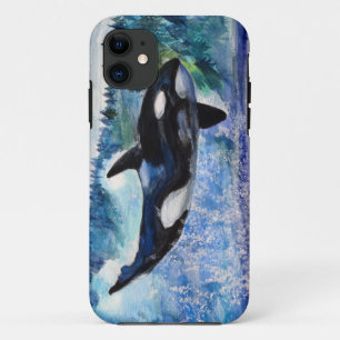 シャチの野性生物の水彩画のiPhoneの場合 iPhone 11 ケース