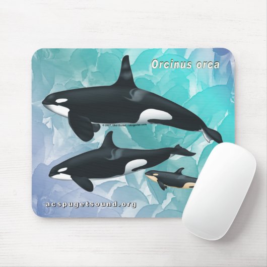シャチ家族のマウスパッドの青い水彩画のbkg マウスパッド (マウス)