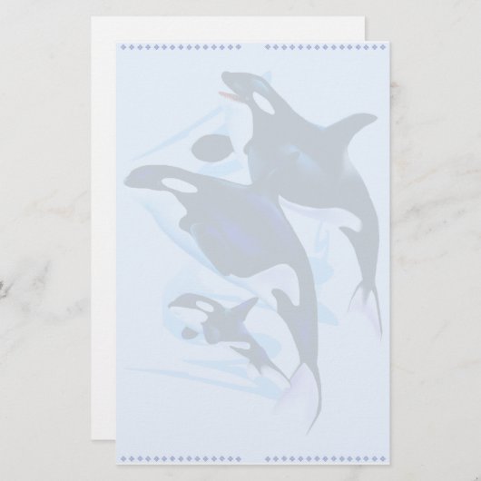 シャチ家族の文房具 便箋 (正面/裏面)