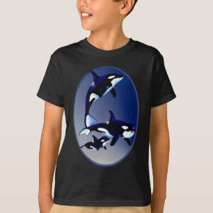 シャチ家族の楕円形のワイシャツ Tシャツ