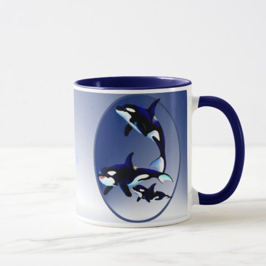 シャチ家族Oval_Mugs マグカップ (右)
