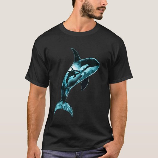 シャチ愛好家アートデザイン美しいシャチ Tシャツ (正面)