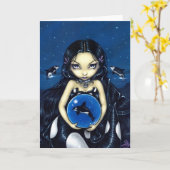 "シャチ魔法の"の挨拶状 カード (黄色い花)