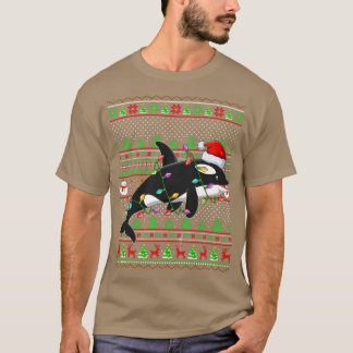 シャチ魚愛好家の家族のためのクリスマスマッチング醜いシャチ Tシャツ