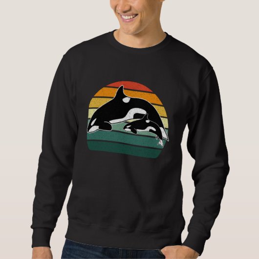 シャチ+クジラ+海+レトロ+動物 スウェットシャツ (正面)