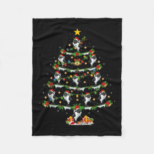シャチ クリスマスツリーライト 面白い海の動物 シャチ 女性用Tシャツ W フリースブランケット