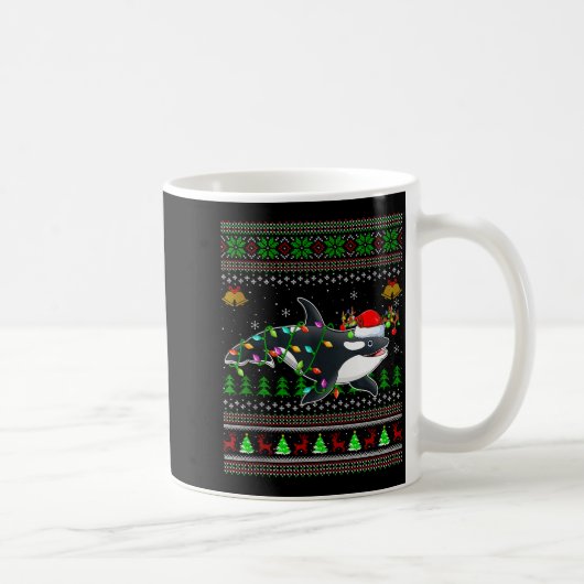 シャチ クリスマス 柄セーター サンタ 海 アニメ コーヒーマグカップ (右)