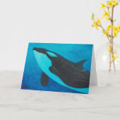 シャチ/シャチは空白のな挨拶状"起こります" カード (黄色い花)