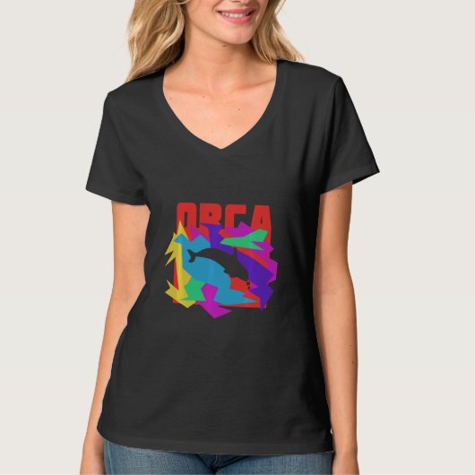 シャチ 動物 モザイク パズル スウェット Tシャツ (正面)