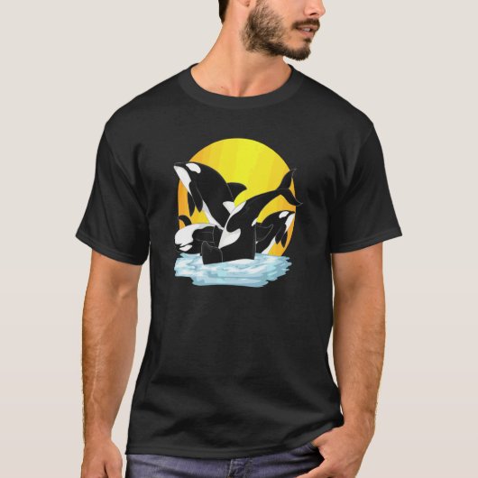 シャチ 海の動物 殺人クジラ スウェット Tシャツ (正面)