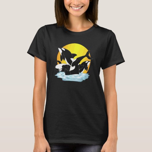 シャチ 海の動物 殺人クジラ スウェット Tシャツ (正面)