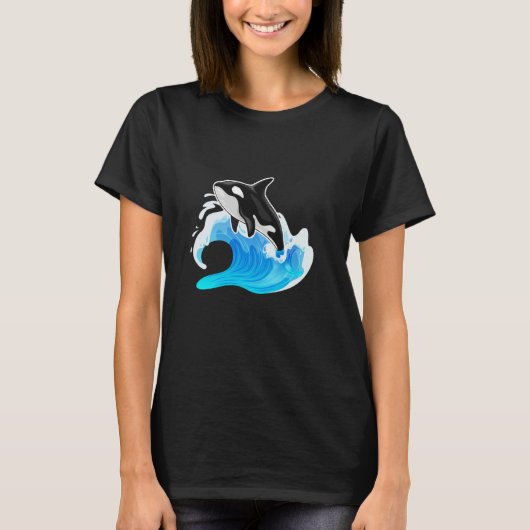 シャチ 海の波 Tシャツ (正面)