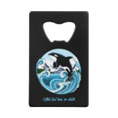 シャチ 海の青い波 クレジットカード栓抜き (正面)