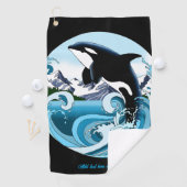 シャチ 海の青い波 ゴルフタオル (インサイチュ)