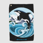 シャチ 海の青い波 ゴルフタオル (正面)
