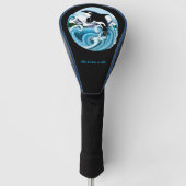 シャチ 海の青い波 ゴルフヘッドカバー (正面)