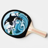 シャチ 海の青い波 卓球ラケット (横)