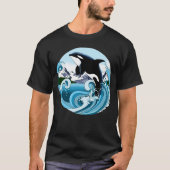 シャチ 海の青い波 Tシャツ (正面)