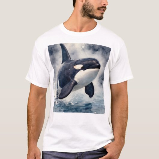 シャチ 荒波 Tシャツ (正面)