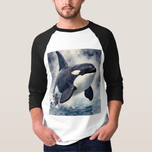 シャチ 荒波 Tシャツ (正面)