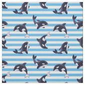 シャチ/青い縞 ファブリック (見本)