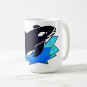 シャチ、魚、ペンギンの天敵 コーヒーマグカップ (正面右)
