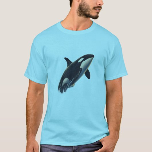 シャチ 黒 海 スプラッシュ グラフィック アート Tシャツ (正面)