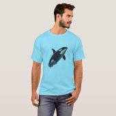 シャチ 黒 海 スプラッシュ グラフィック アート Tシャツ (正面フル)