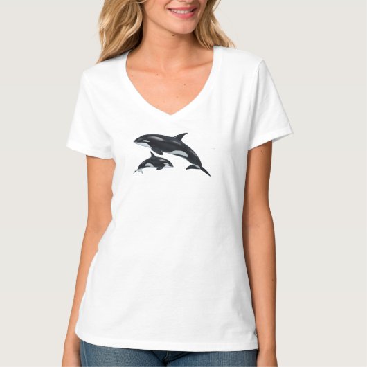 シャチ Vネック Tシャツ (正面)