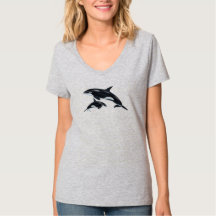 シャチ Vネック Tシャツ