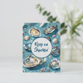 シャッキン保カキの貝殻 インビテーションポストカード (スタンド正面)