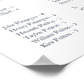 「シャックス」コースタルオイスターのアルファベット順シーティングチャート ポスター (角)