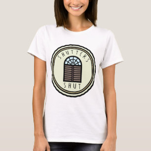 シャッターこんにちはres tシャツ