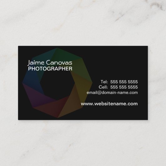 シャッターとのカメラマンのデザイン 名刺 (裏面)