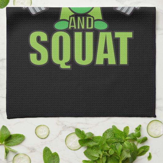 シャットアップとスクワットかわいいアニメパワーリフターアニメ キッチンタオル (折り畳み)