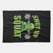 シャットアップとスクワットかわいいアニメパワーリフターアニメ キッチンタオル (横)