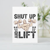 シャットアップとリフトおもしろいフィットネスボディビルギフト サンキューカード (スタンド正面)
