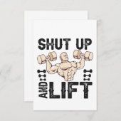 シャットアップとリフトおもしろいフィットネスボディビルギフト サンキューカード (正面/裏面)