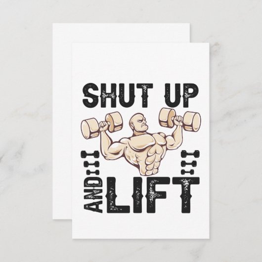 シャットアップとリフトおもしろいフィットネスボディビルギフト サンキューカード (正面/裏面)