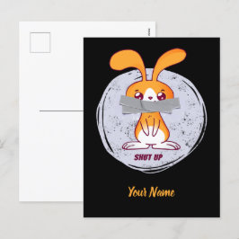 シャットアップラビットおもしろい皮肉漫画デザイン シーズンポストカード