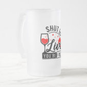 シャットアップ肝引用文すりガラス製ビールマグ フロストグラスビールジョッキ (正面左)